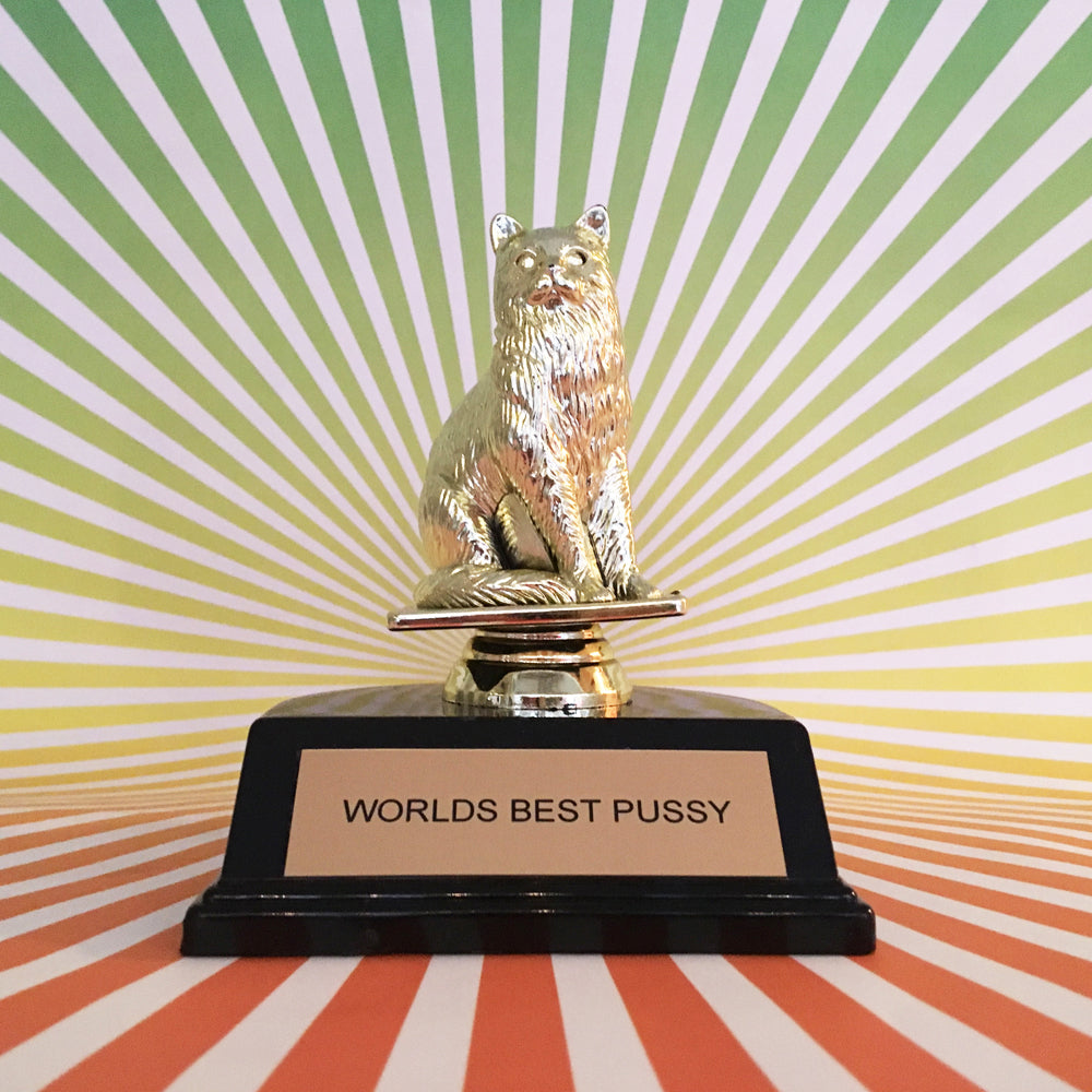 Worlds Best Pussy Cat Award Trophy Pygmy Hippo Shoppe