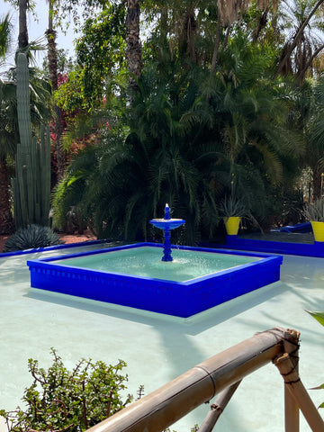 Blue water fountain in Morocco