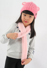 หมวกไหมพรม ทรงบินนี่แต่งหูแบบหนา บุขนด้านใน สำหรับเด็ก - KIDS BEAR EARS CROCHET EYELASH FUR FLEECE LINED KNIT HAT