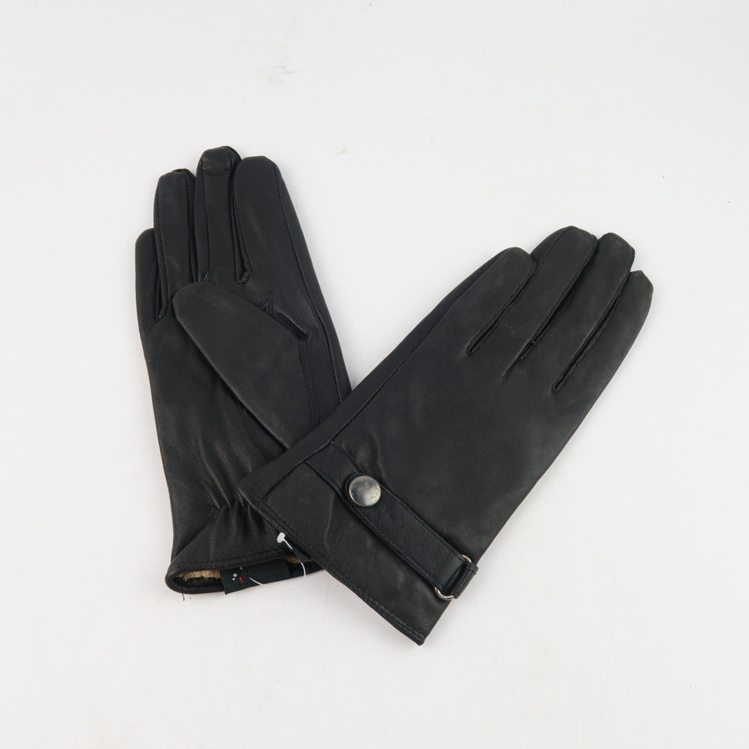 ladies black leather fleece lined gloves