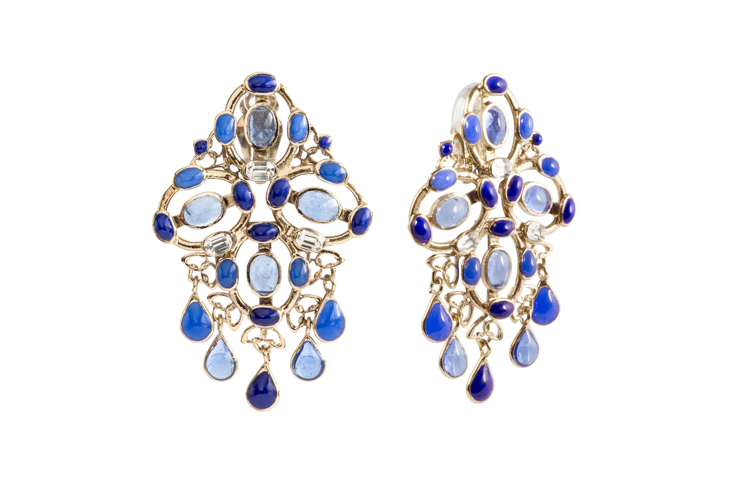 Gripoix Paris Plumetis Clip Drop Earrings