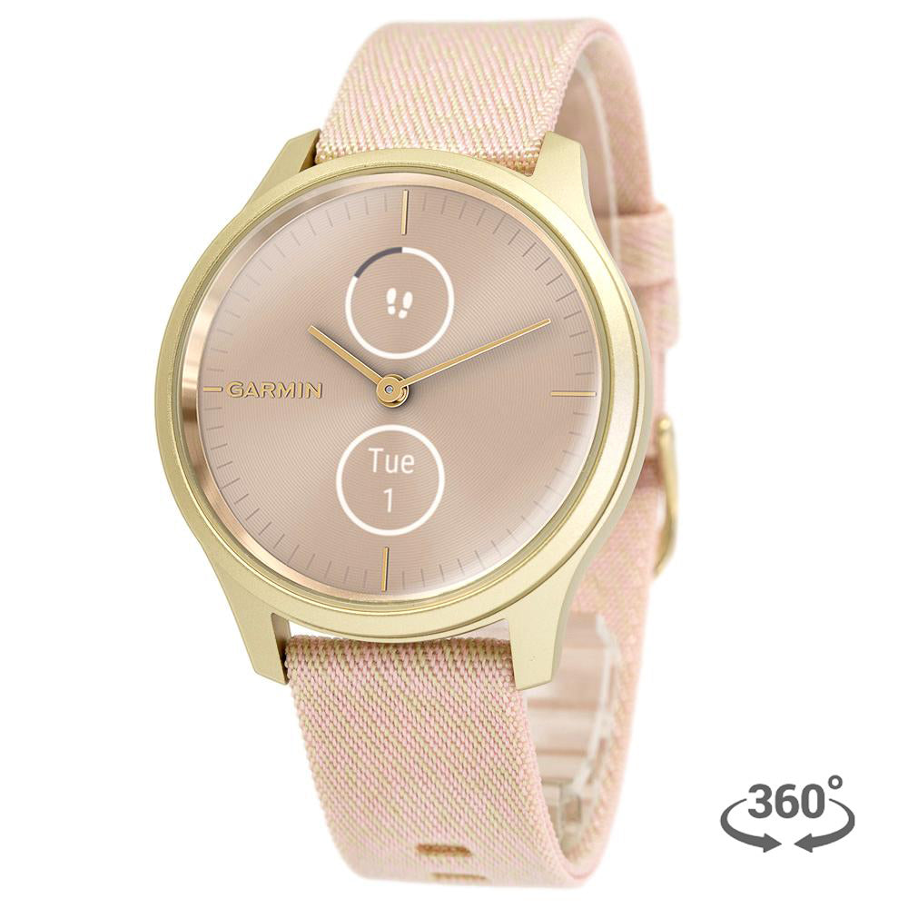 ✨Correa Garmin en blanca con hebilla dorada en oro rosa, 010-12927-00.