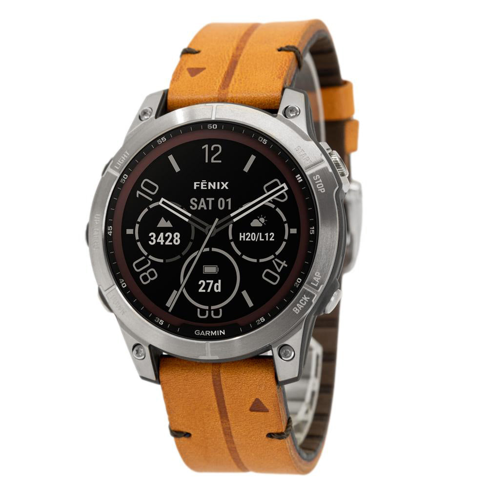 Garmin Fenix 7 PRO Sapphire Solar Style Titan Brown Leather Band  010-02540-31