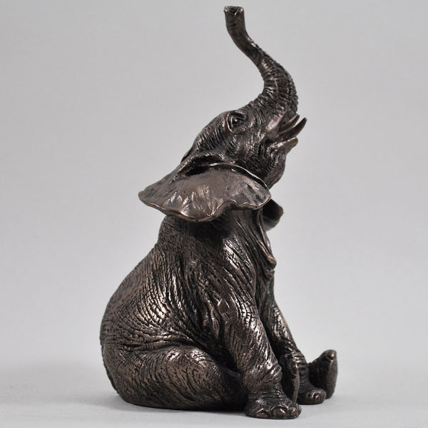 Sitting Elephant Cold Cast Bronze Sculpture – Prezents