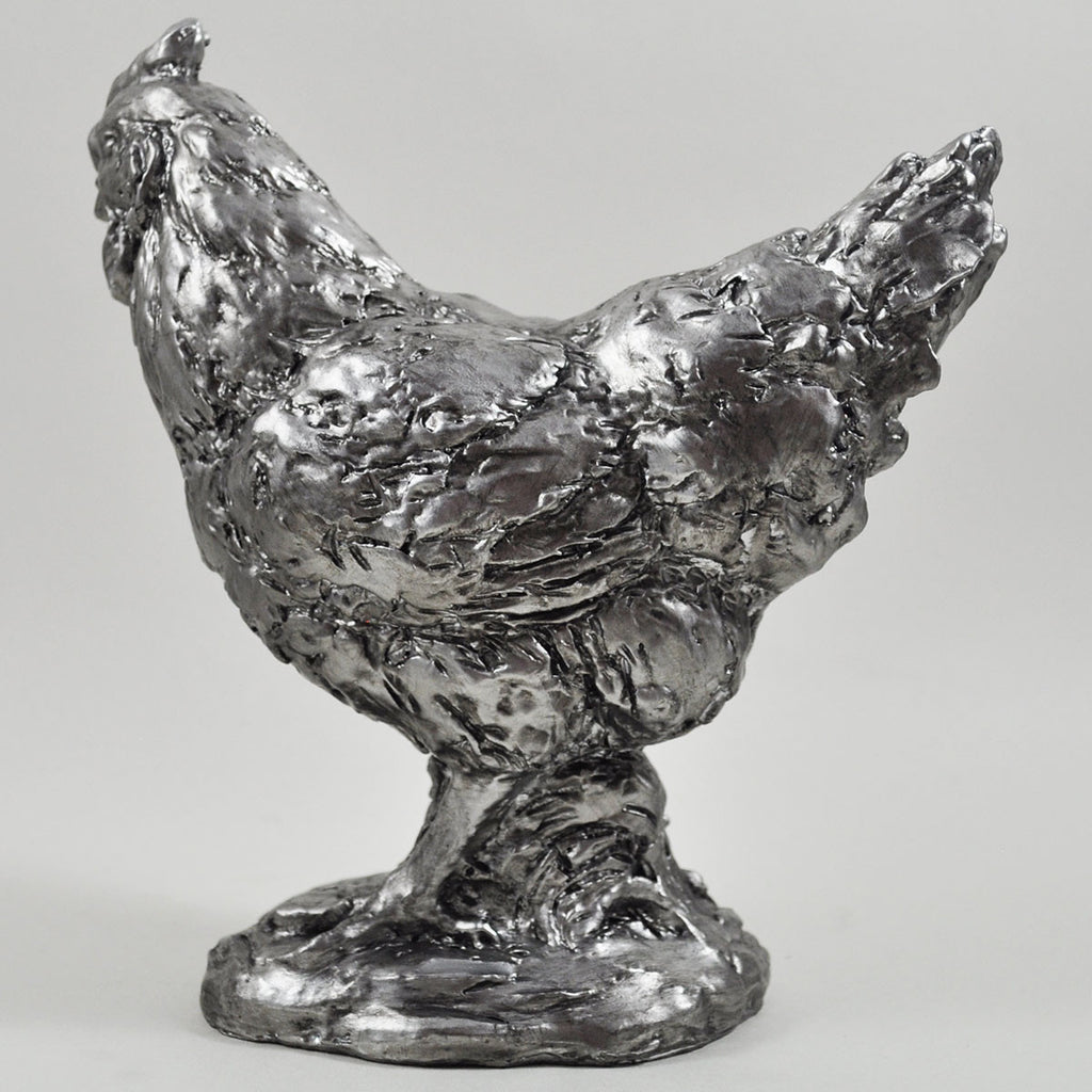 Silver Chicken Sculpture