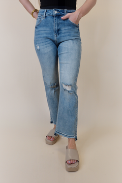 Medium Wash | High Rise Distressed Jeans