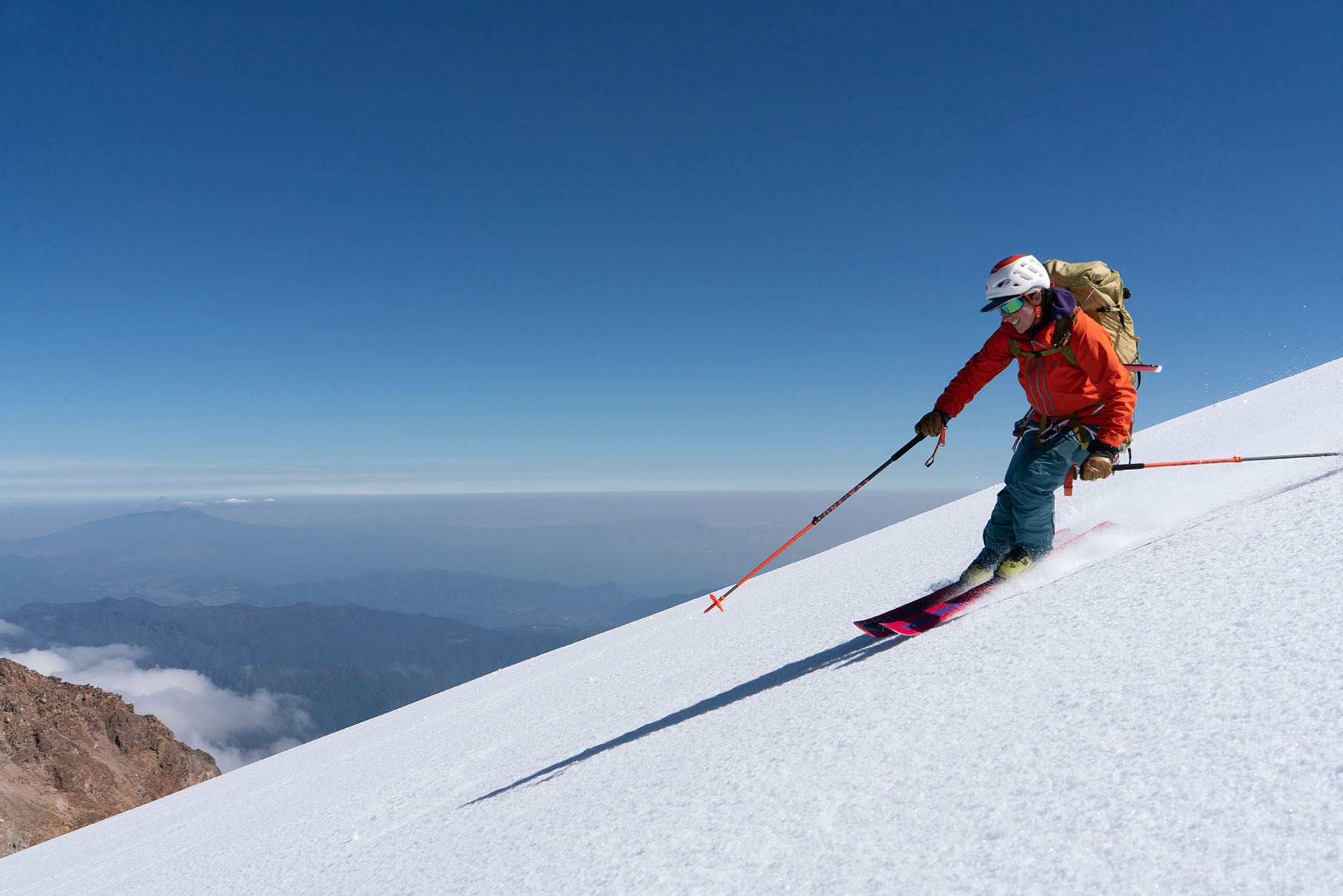 Photo of Sophia skiing down Pico de Orizaba