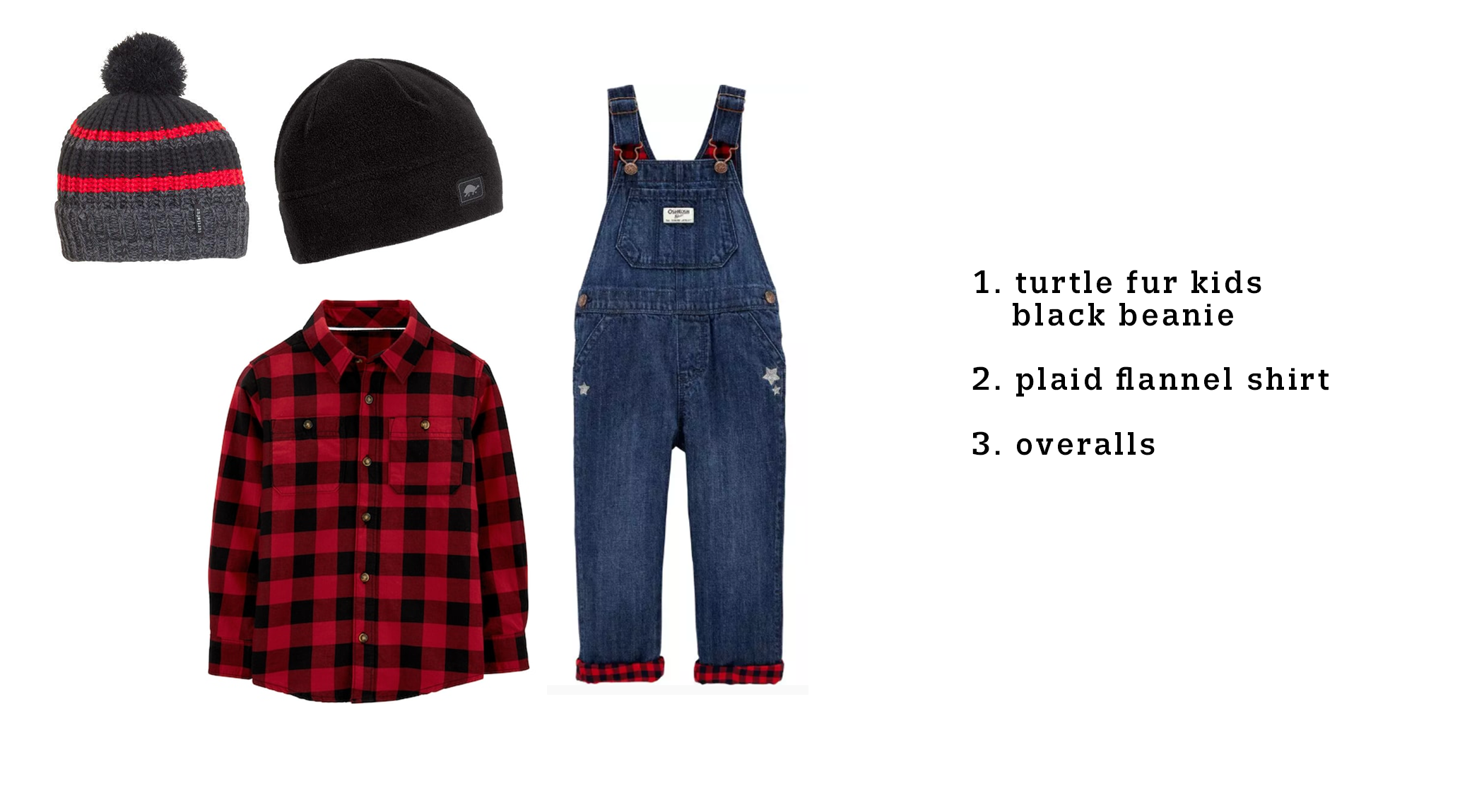 kids lumberjack costume items