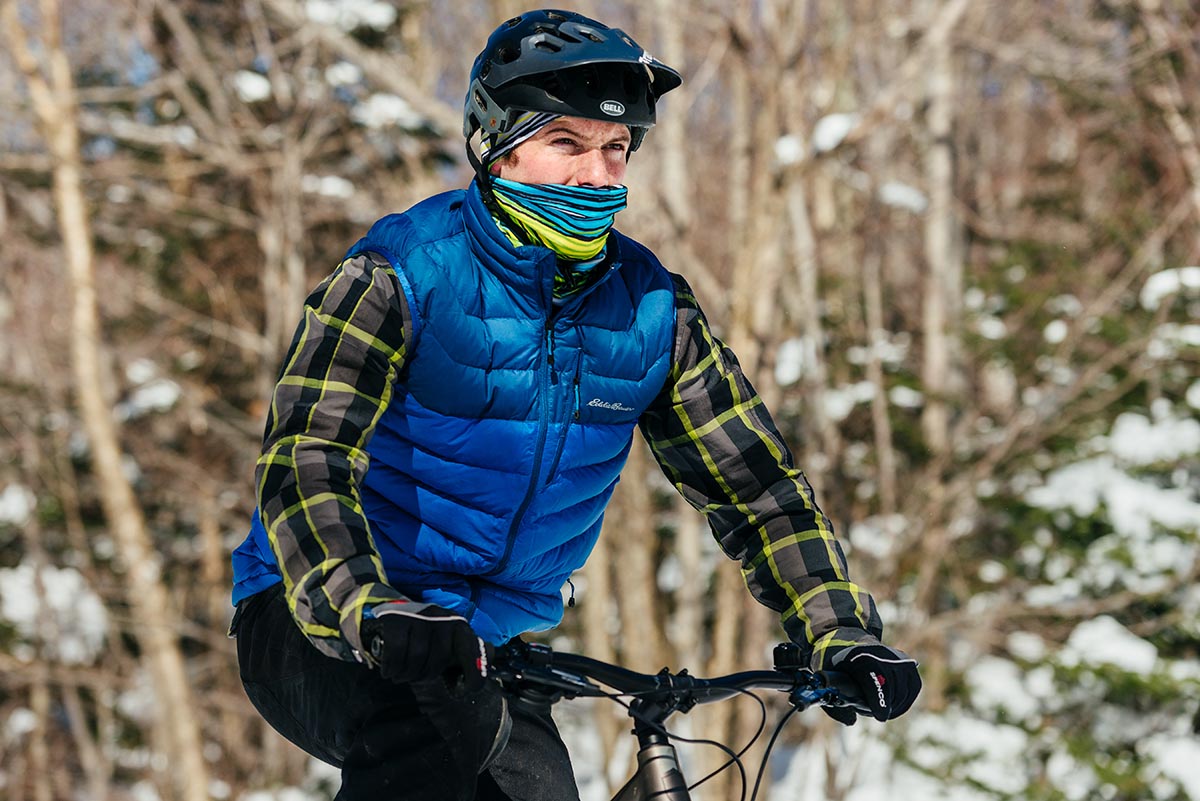 picture of a man fat biking