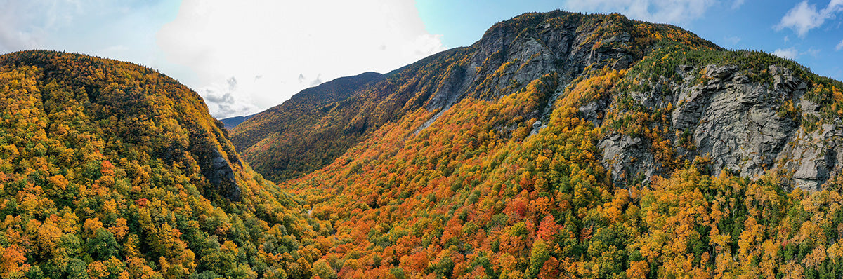 aerial view of fall foliage in smugglers' notch