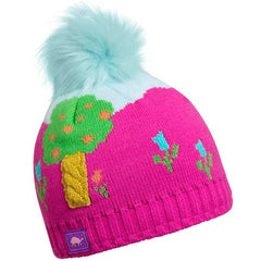 belle enfant pompom hat rabbit fur trim soft blue – kodomo