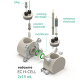 EC H-Cell 2x15 mL- Screw Mount Electrochemical H-Cell