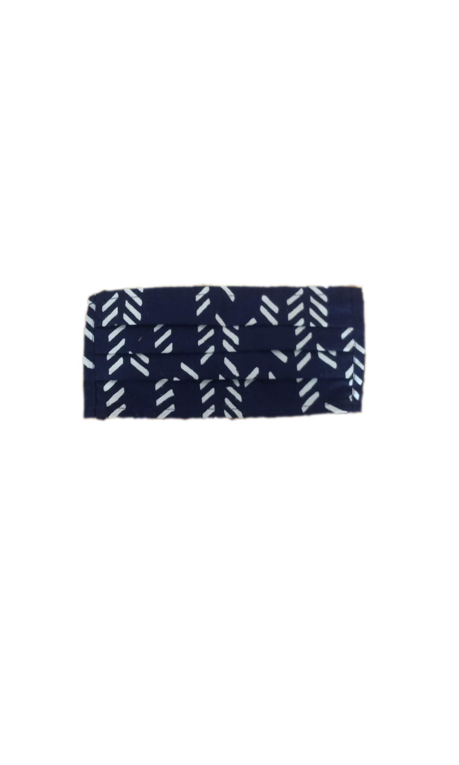 Stylized Feather Face Mask in Navy + Cream