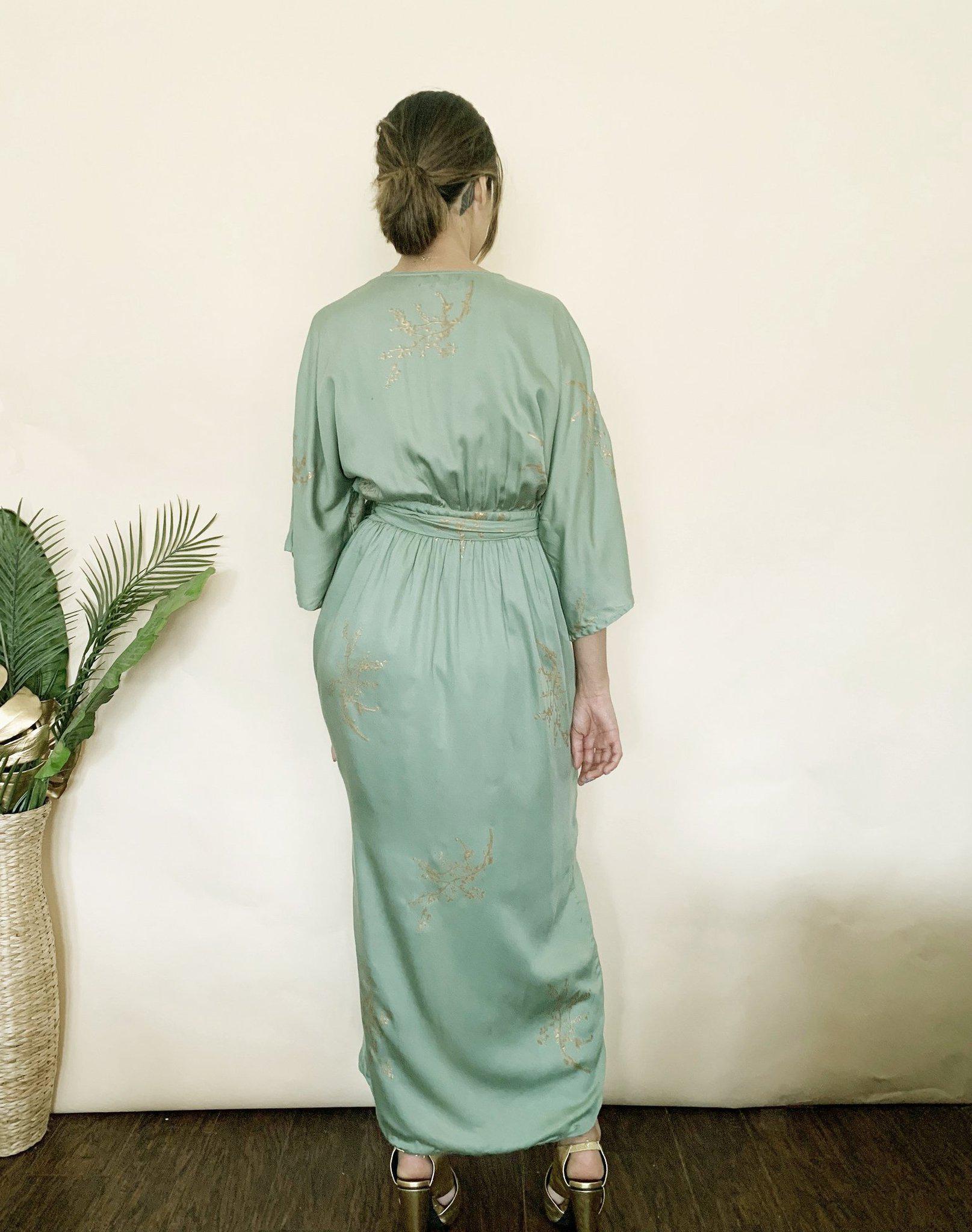 Cherry Blossom Maxi Wrap in Sage + Gold