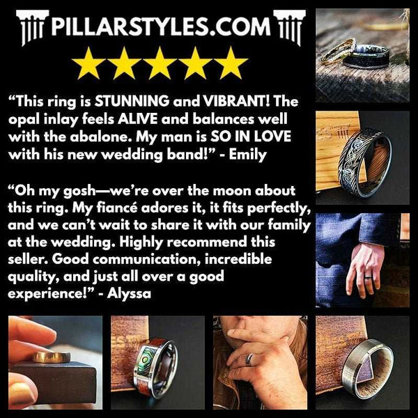 Pillar Styles Meteorite Wedding Bands for Men