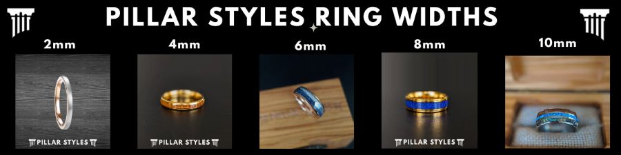 Pillar Styles Unique Wedding Band Widths for Ring Size