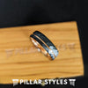 Thin 18K Rose Gold Ring Womens Wedding Band Faceted Tungsten Ring - 6mm Black Mens Ring