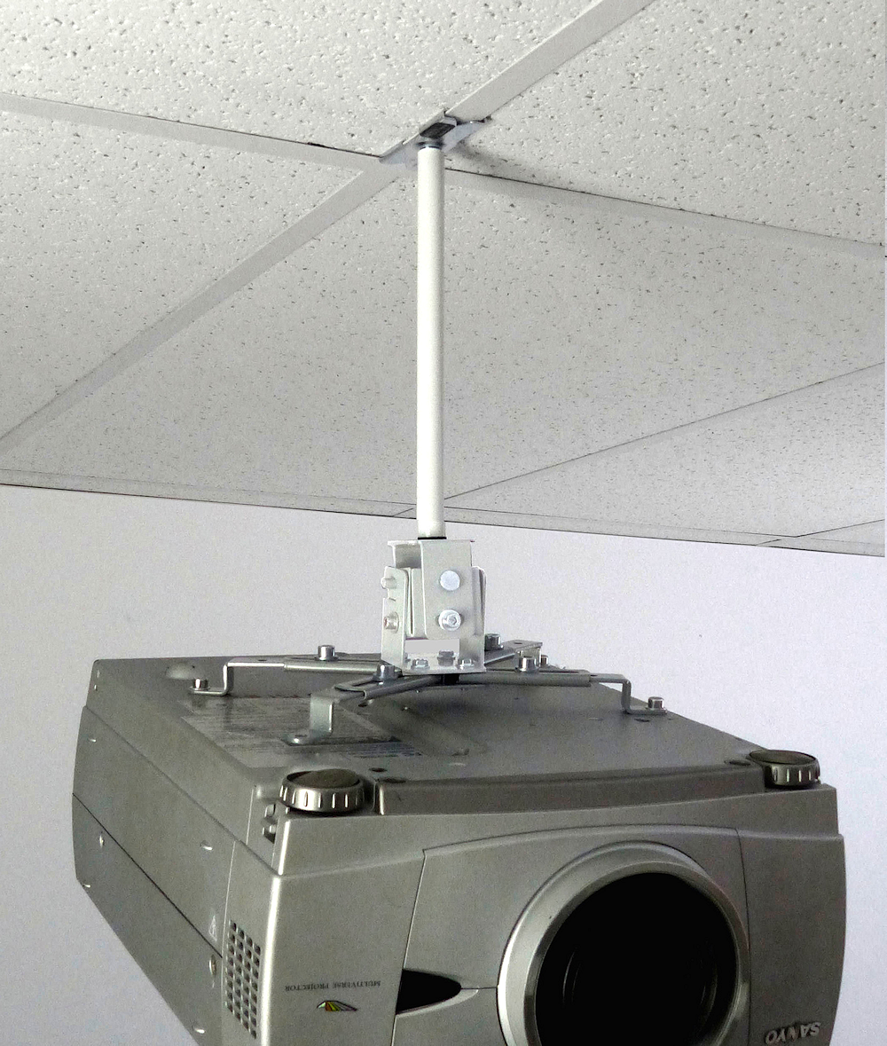 Alzo Short Suspended Drop Ceiling Video Projector Mount With Scissor Clamp For T Bar Attachment With 10 Inch Drop