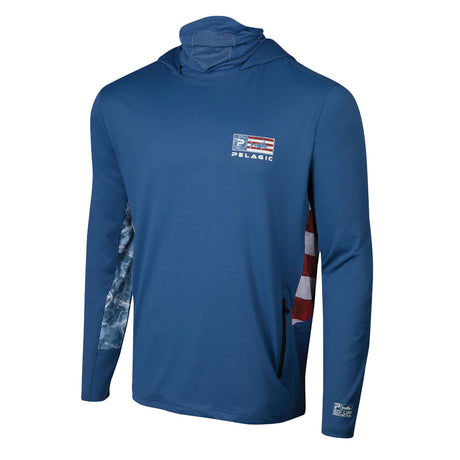 Pelagic Defcon Long-Sleeve Fishing Hoodie for Men - Smoke Blue - XL