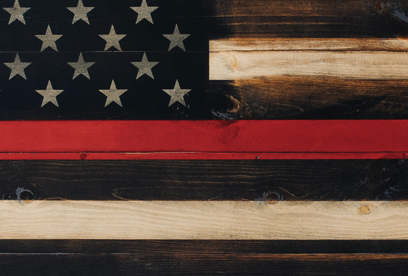 Wooden Thin Red Line Flag | Wood Fallen Firefighter Flag – Flags Of