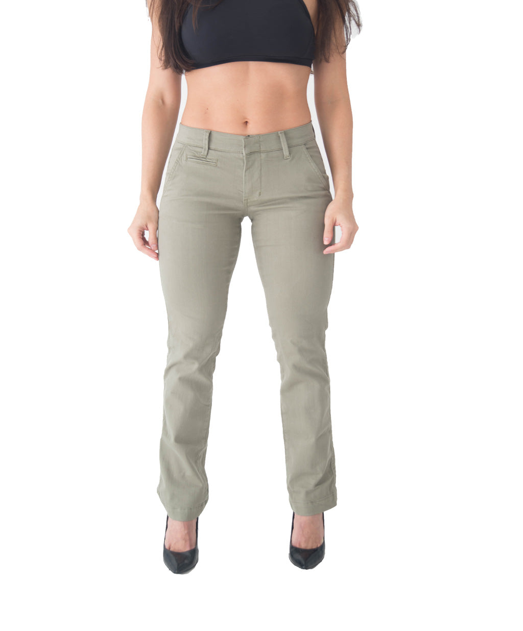 Women's Athletic Fit Chinos - Army Green