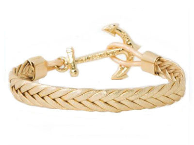 14K Yellow Gold 6.5mm Solid Hand-Polished 3 and 1 Flat Anchor Bracelet -  151T1A | JTV.com