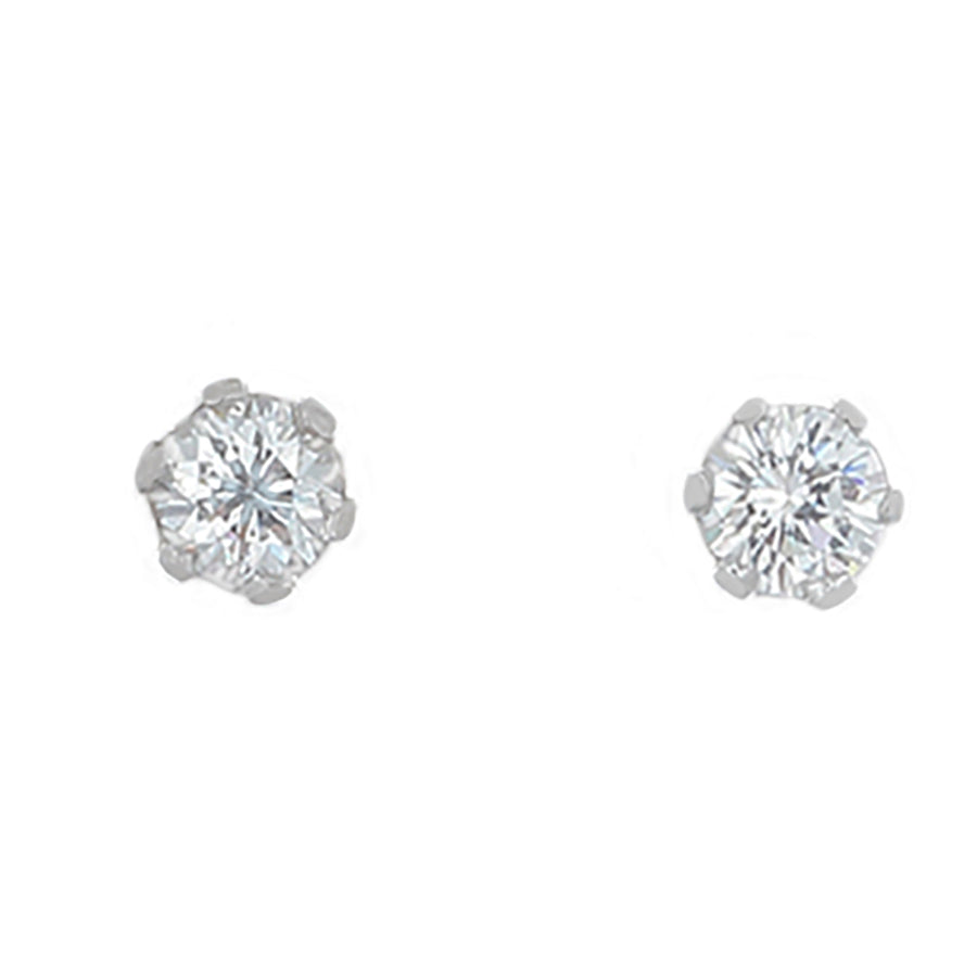 white gold stud earring set