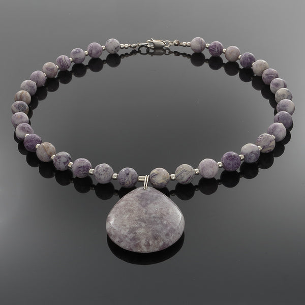 Purple Jasper Beaded Necklace With A Teardrop Jasper Pendant Finesse