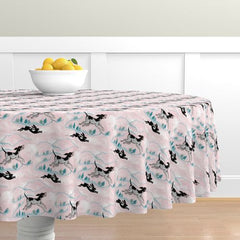 Hound-dog and hare frolic as tablecloth