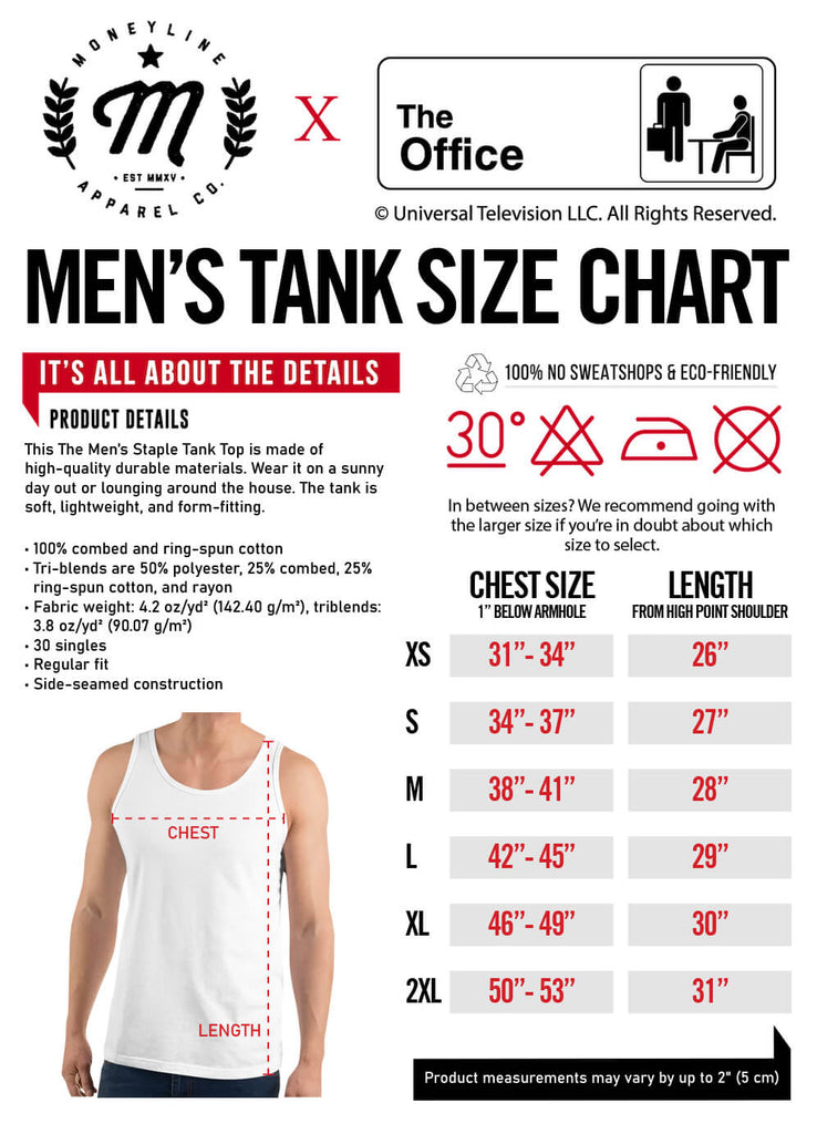 Men's tank size chart