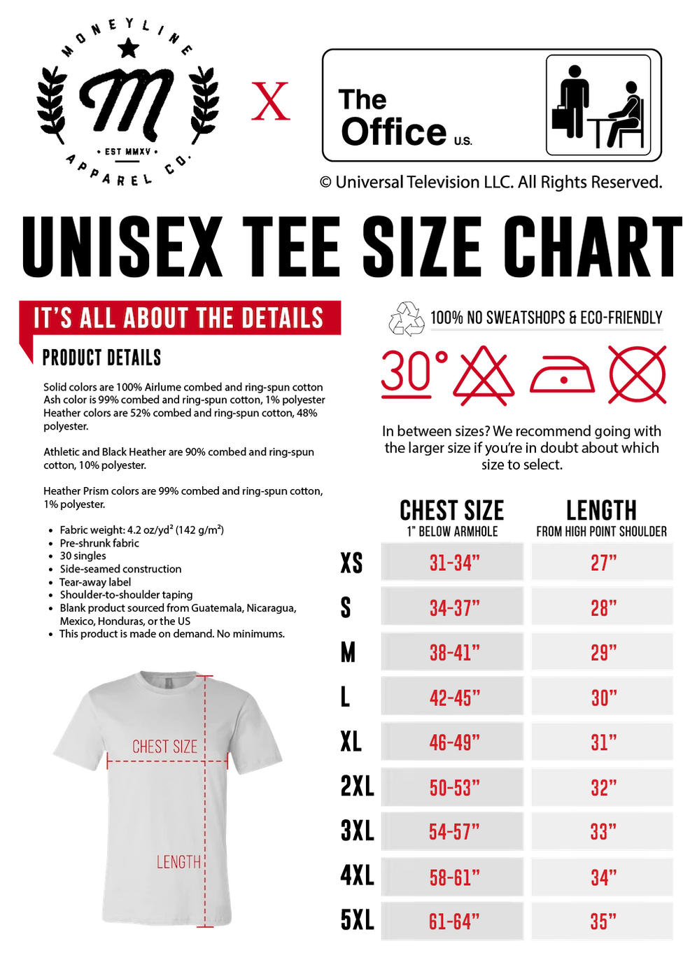 T-Shirts Size Chart