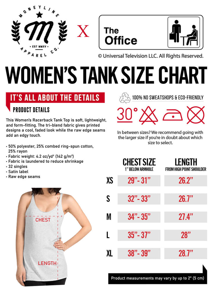 Women's tank size chart