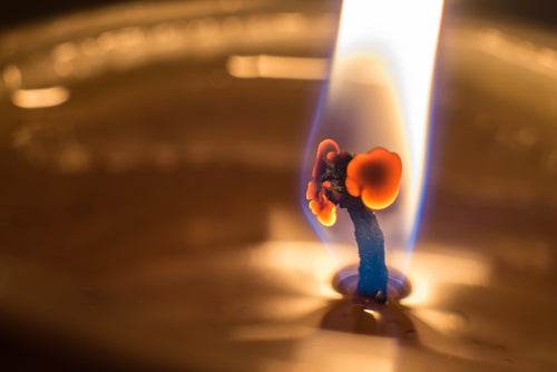 closeup candle wick burning