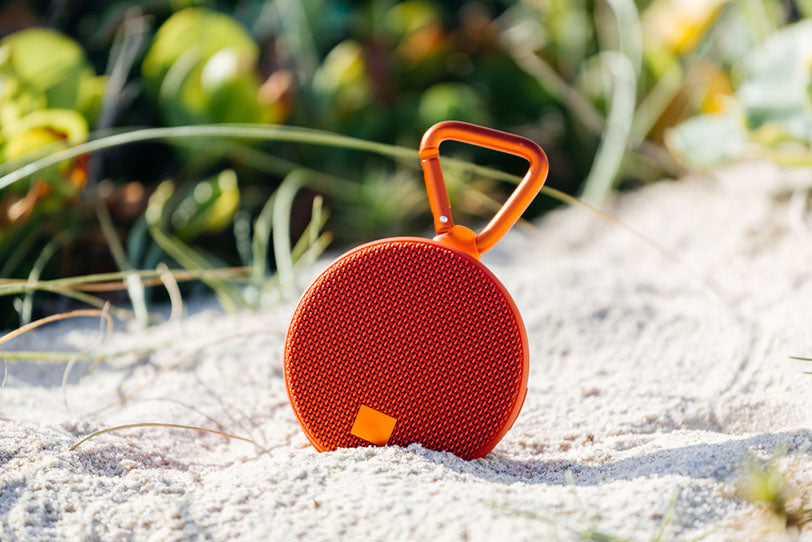 round speaker in sand