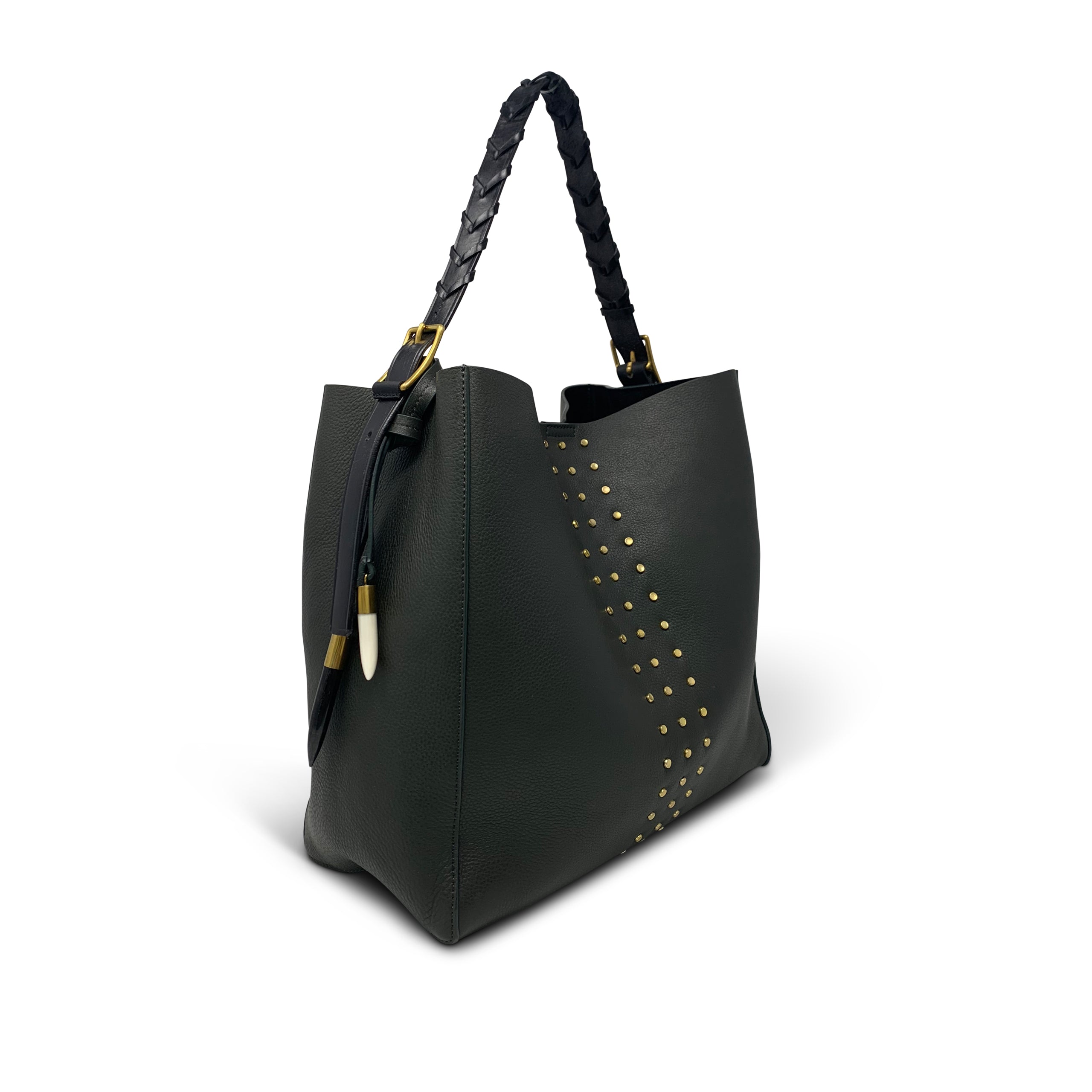 Olive Brass Stud Somerset Hobo