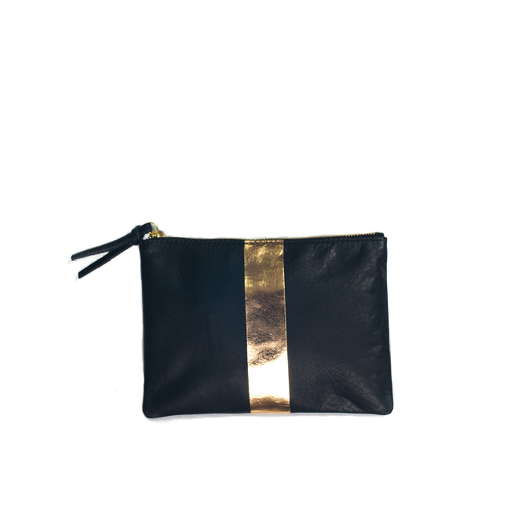 navy and gold bag