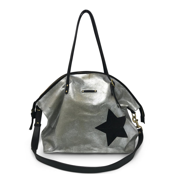 Metallic Canvas Black Star Crossbody 