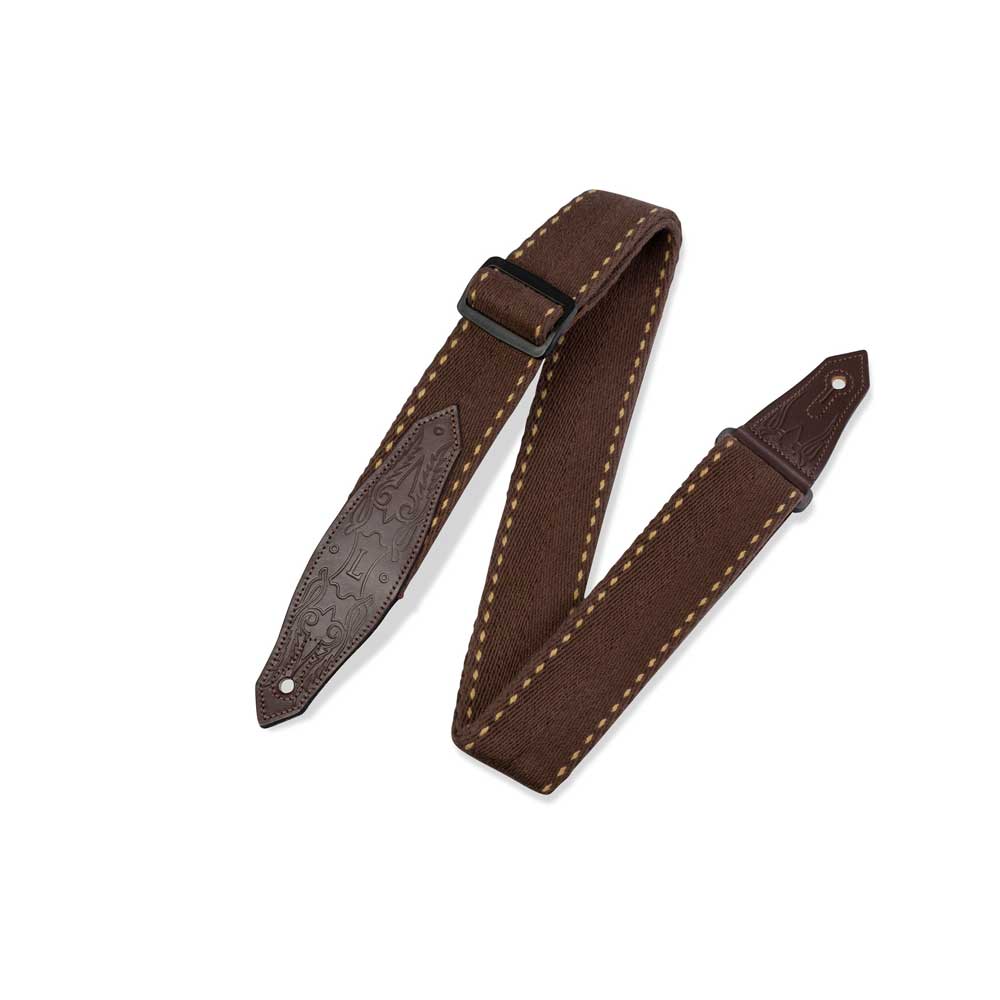 Kline Music - Levy's Leathers Guitar Strap - Cotton w/Leather Strip 2 Wide