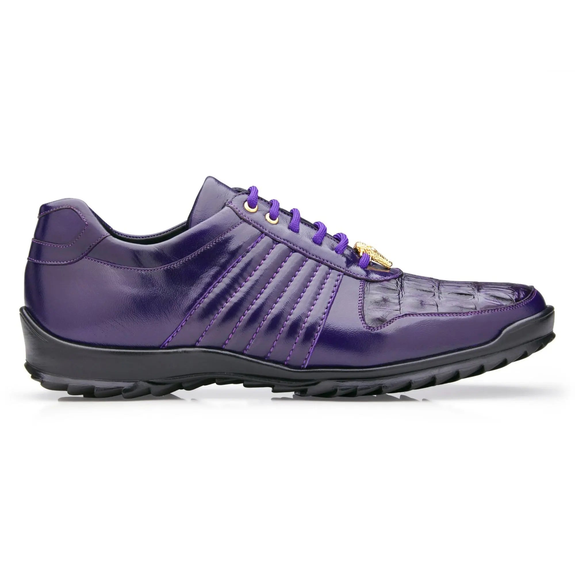 Belvedere Astor in Purple Genuine Caiman Crocodile & Soft Calf Sneakers