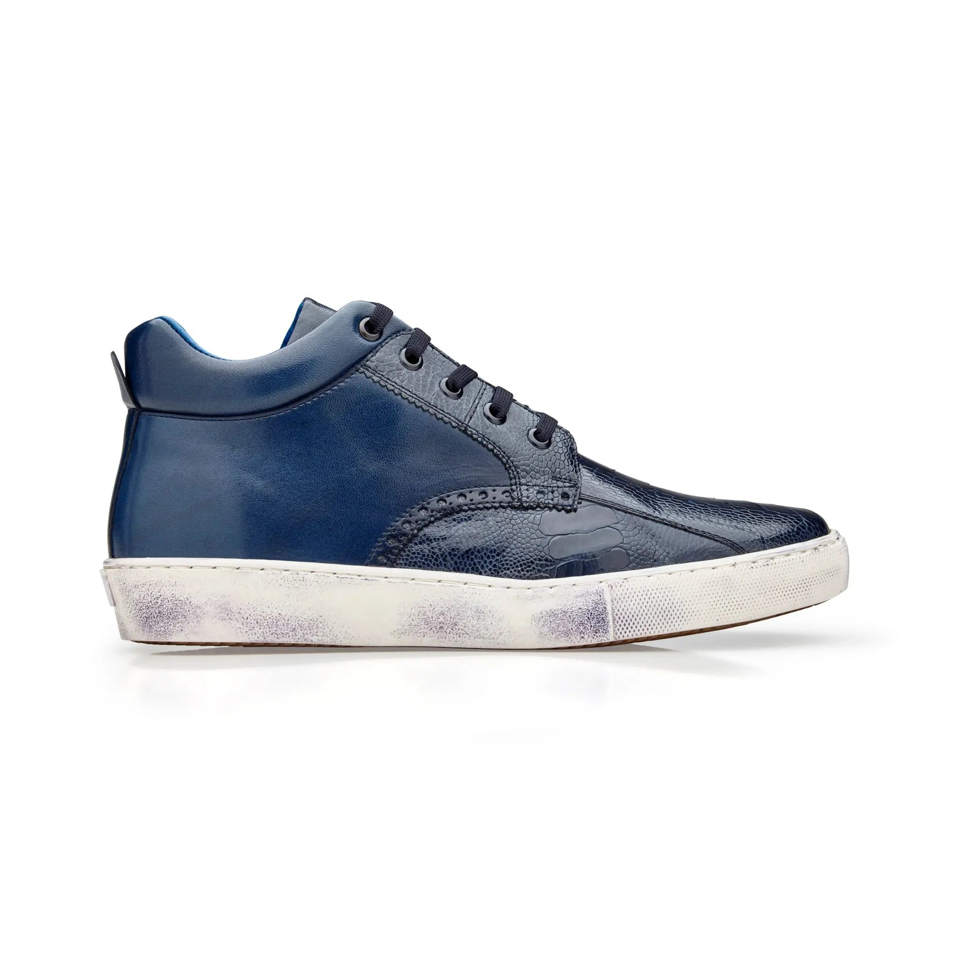 Belvedere Omar in Navy Genuine Ostrich & Italian Calf Sneakers