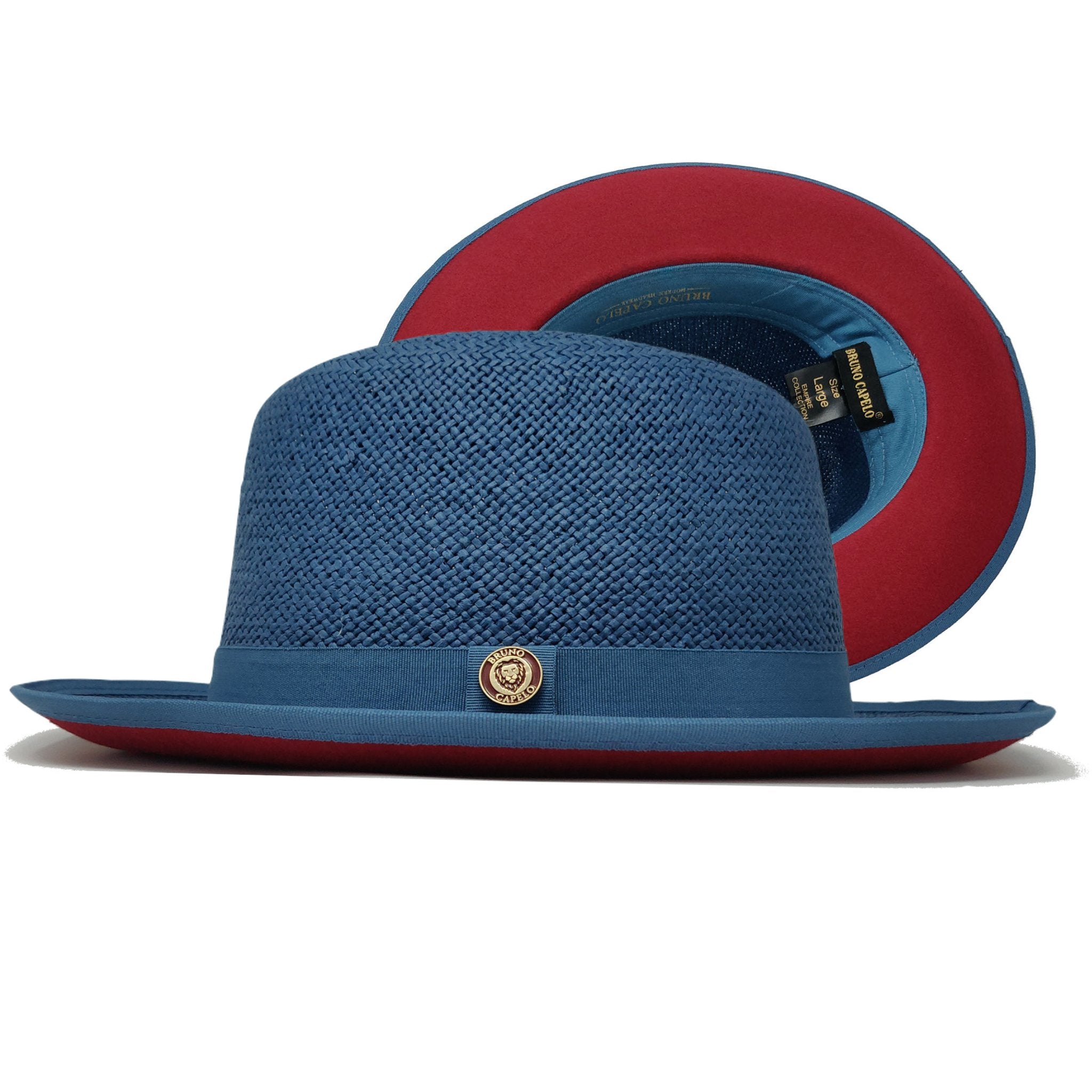 Buy The Bruno Capelo Empire Red Bottom Straw Fedora | Red Bottom Fedora Denim / Red / XL