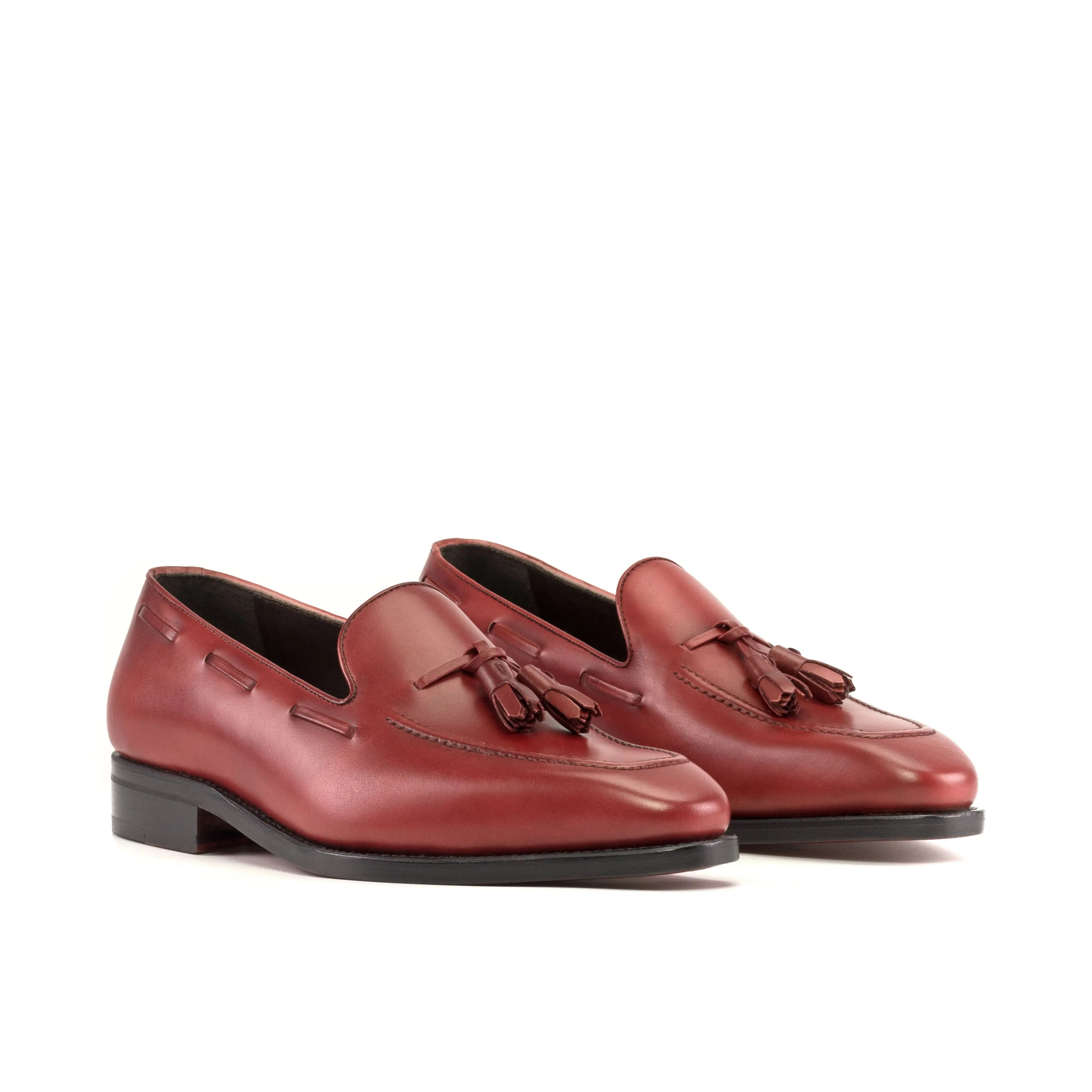 dapperfam luciano in red men's italian leather loafer