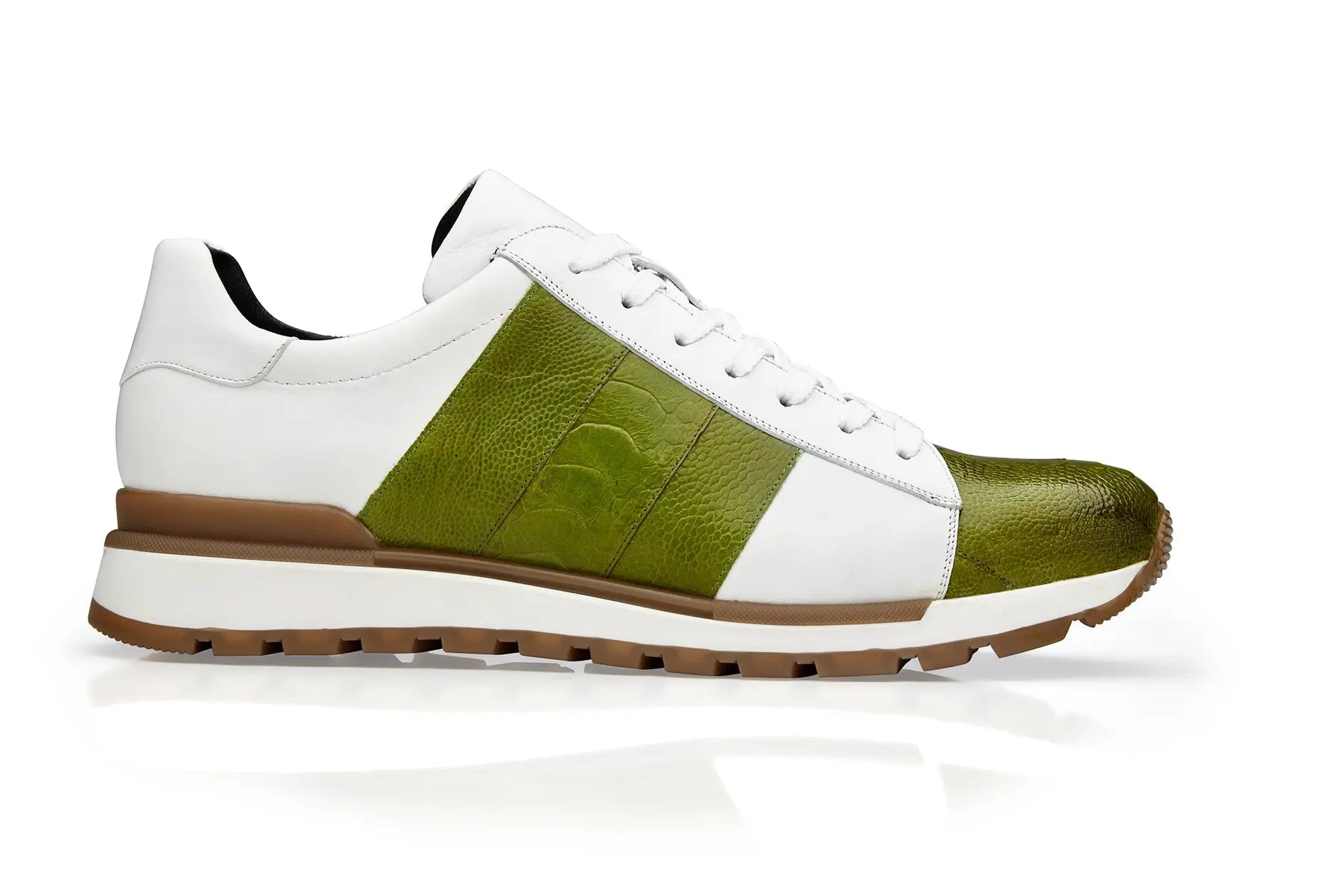 Belvedere Blake in Lime and White Color Block Exotic Sneakers