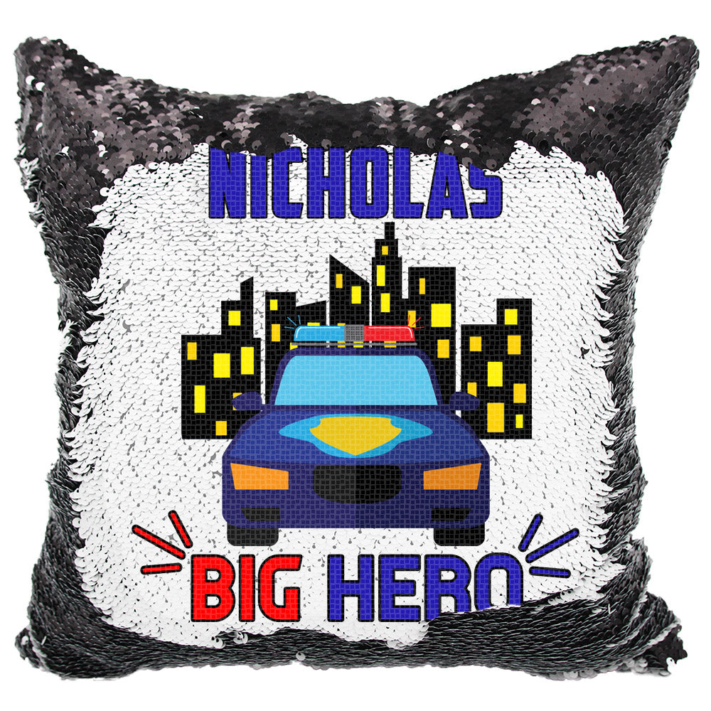 Handmade Personalized Police Hero Reversible Sequin Pillow Case ...