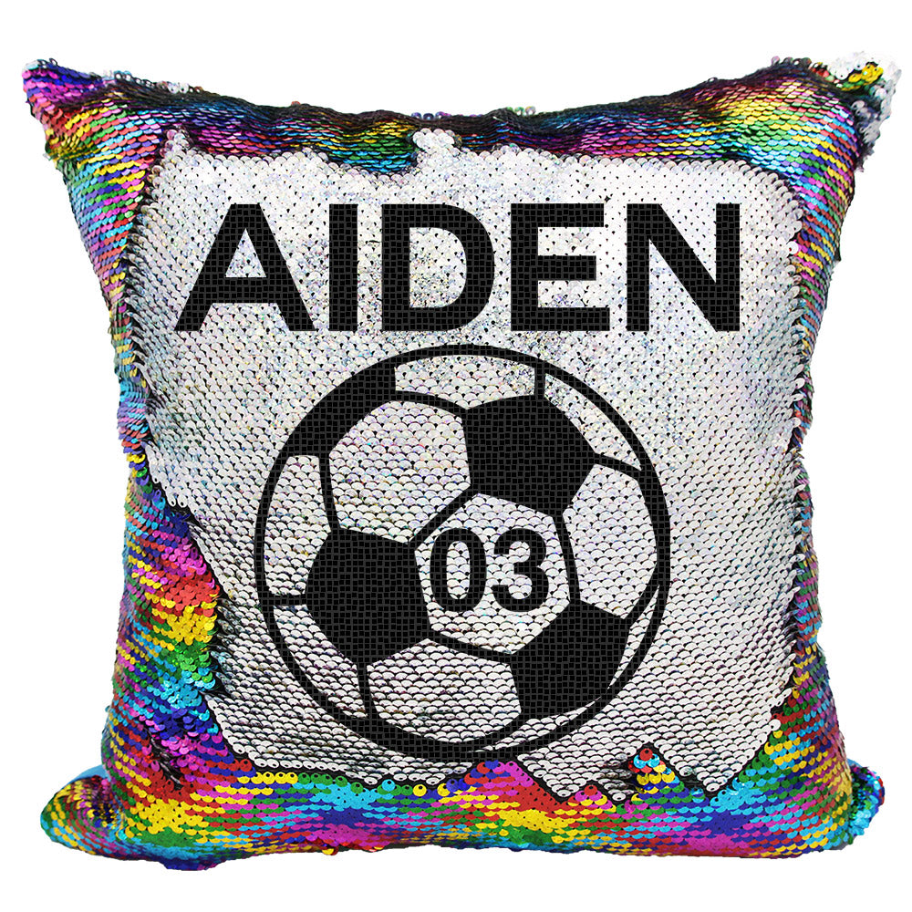 soccer sequin pillow