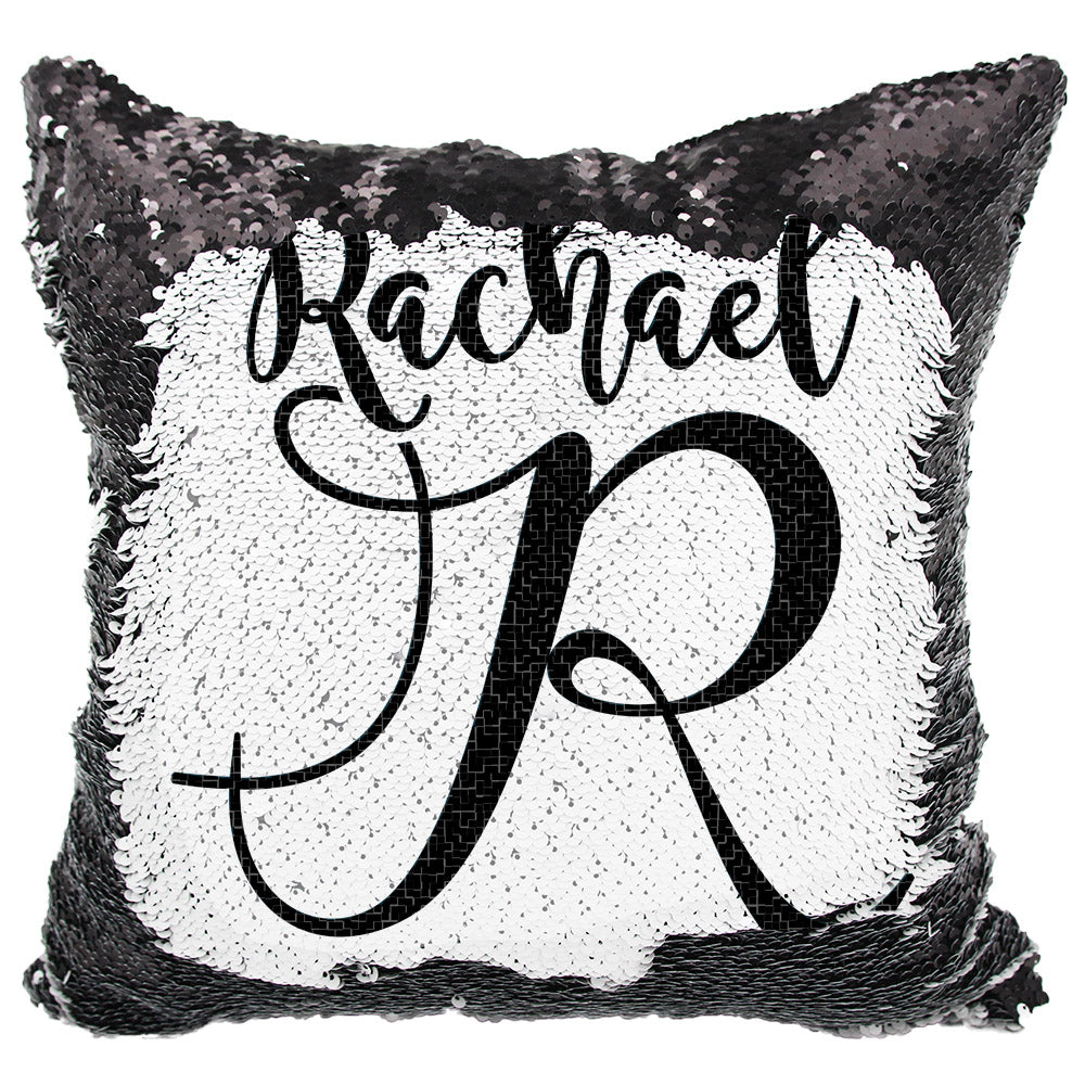 initial sequin pillow