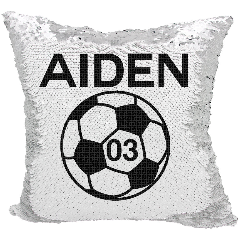 soccer sequin pillow