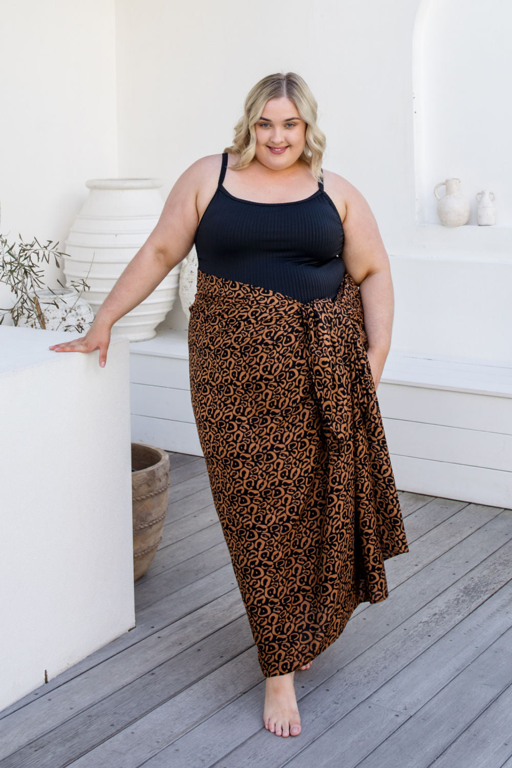 Tropical Peach Hawaiian Sarong - XL or Plus Size - Holley Day Australia