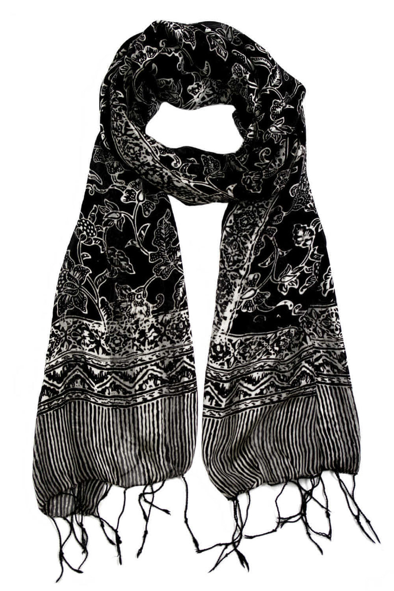 Black Silk Scarf in Floral Design | Holley Day Australia