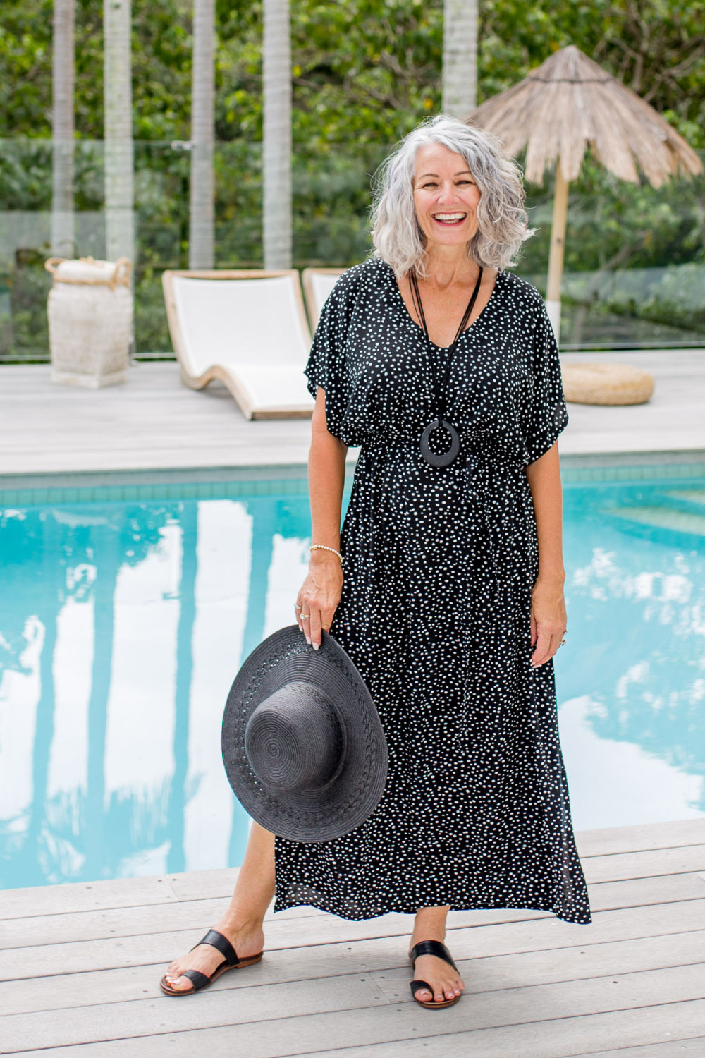 Messy Polka Maxi Dress in Blue and White - Holley Day Australia